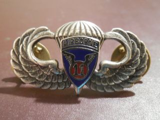 11th Airborne Jump Wing Badge Us Army Parachute Patch Insignia Rare Military Pin