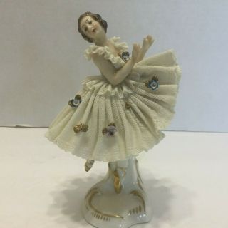 German Porcelain Lace Ballerina Figurine Dresden Style