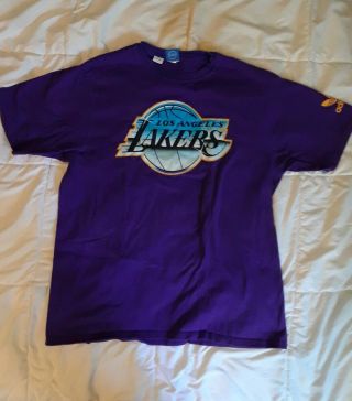 Adidas Los Angeles La Lakers Blue Basketball Logo Purple T - Shirt Rare Vintage