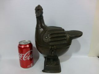 Antique Large Bronze Duck Bowl w/Cover 11 