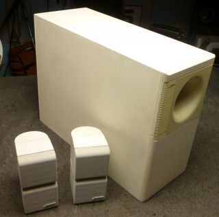 Bose Acoustimass 5 - Series Ii Rare White Subwoofer & 2 Satellites Speaker System