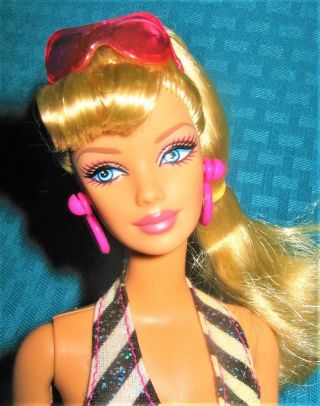 Mattel Blonde Ponytail Mackie Face Barbie In Vintage Inspired Retro Swimsuit