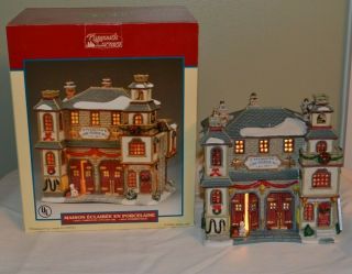 Rare Vintage Lemax Plymouth Corners Fire Station Porcelain Lighted House