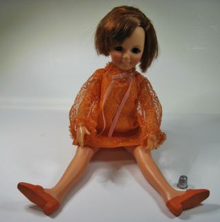 Vtg 18 " Ideal 1968 Crissy Doll With Hair That Grows Orange Lace Dress And Shoes