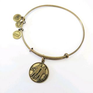 Alex And Ani Gemini Bangle Bracelet Zodiac Jewelry Antiqued Gold - Tone