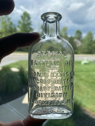 Rare Mistake Thomas Edison Spec1al Battery Oil Embossed Cork Top Flask Bottle Nj