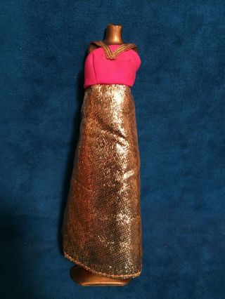 Dress Shop Htf Pink/gold Gown Vintage Topper Clothing Only No Doll