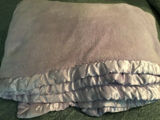 Simply Shabby Chic Cozy Lavender Satin 2 Ply Thick Plush Twin Blanket Rare