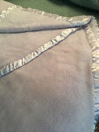 SIMPLY SHABBY CHIC COZY Lavender SATIN 2 PLY THICK PLUSH TWIN BLANKET Rare 2