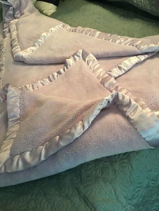 SIMPLY SHABBY CHIC COZY Lavender SATIN 2 PLY THICK PLUSH TWIN BLANKET Rare 3