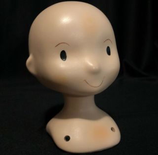 One Rare Bisque Porcelain Vintage (?) Doll Head 4” X 5” Unmarked Round Folk Art