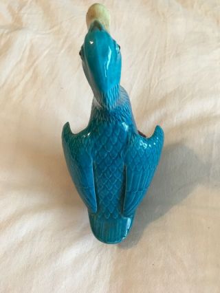 Antique Chinese Turquise Duck With Wings Separately Carved,  No Chips,  10”x 5” 2