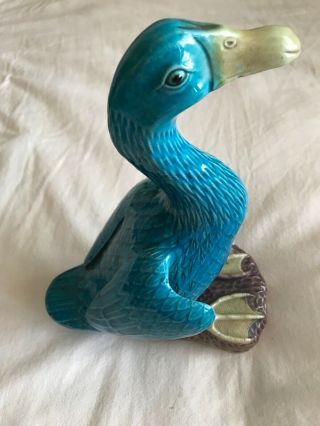 Antique Chinese Turquise Duck With Wings Separately Carved,  No Chips,  10”x 5” 3