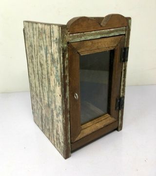 Antique Wood Hand Crafted Glass Door Bathroom Wall Fixing Vanity Box Case