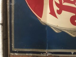 Vintage & Rare Metal Double Dot Pepsi Cola Sign Marked M104 27”x30” 1950s 3