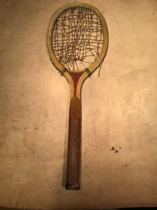 Early Vintage Antique Wooden Wood Spalding Domino Dd Tennis Racquet