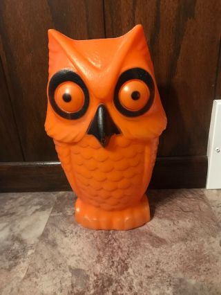 Vintage Halloween Owl Blow Mold Light Up 14 " Tico Rare 1960 
