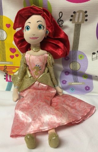 Disney Ariel Little Mermaid Rag Doll 14” Pink Princess Dress Rare Version