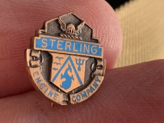 Vintage Sterling Engine Company Design Rare Service Award Pin.
