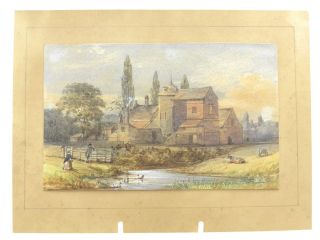 Antique 19th Century English School Watercolour Painting River Landscape