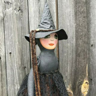Primitive Folk Art Halloween Witch Doll Handmade Ooak