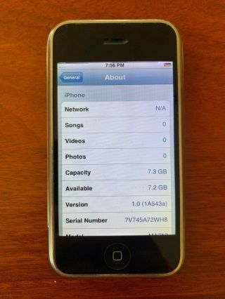 Apple iPhone 1st Generation 2G RARE iOS 1.  0 - 8GB 3