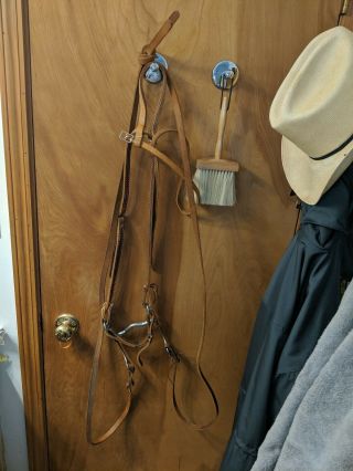 Horse Leather Bridle Western Halter W/ Bit And Reins