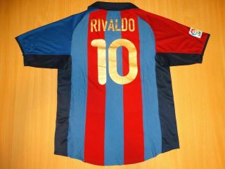 Rare Barcelona 10 Rivaldo Shirt M Medium Jersey Camiseta 2001 2002 Home