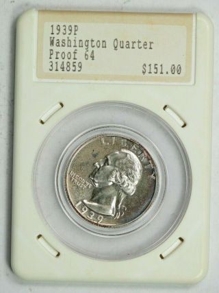 Rare Vintage Hannes Tulving Slabbed 1939 Proof Washington Silver Quarter,  Unc Bu