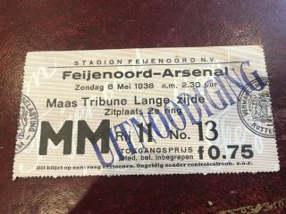 Arsenal Rare Pre War Away Friendly - 8/5/1938 Feyenoord