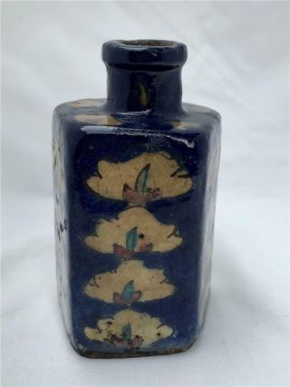 Antique English Cobalt Glazed Arts and Crafts Pottery Bottle 2