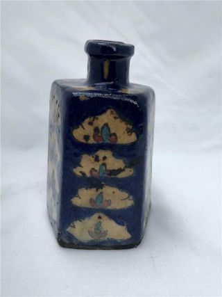Antique English Cobalt Glazed Arts and Crafts Pottery Bottle 3