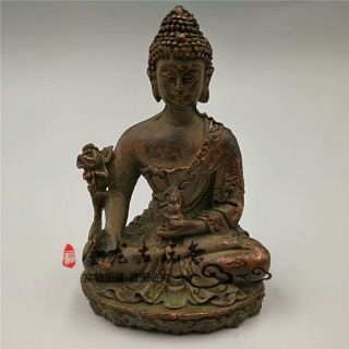 Old Tibet Tibetan Bronze Buddhism Pharmacist Buddha Statue