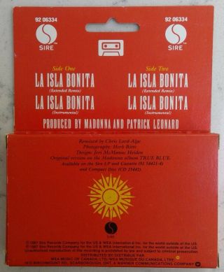 MADONNA ‎– La Isla Bonita w/ ultra rare Display Sleeve CANADA ONLY cassette 3