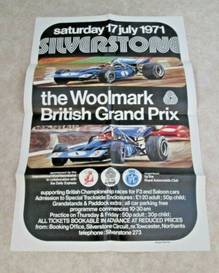 Rare & Formula 1 1971 British Grand Prix At Silverstone Poster -