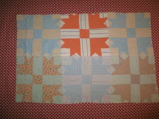 Charming Antique Primitive Bear Paw Doll Quilt - Hand Made - Reversible - Cotton