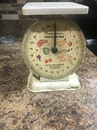 Vintage American Family Food Kitchen Scale 25 Pound lb Metal White 2