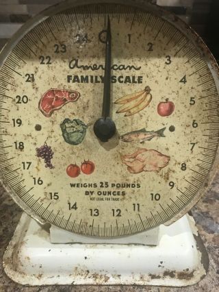 Vintage American Family Food Kitchen Scale 25 Pound lb Metal White 3