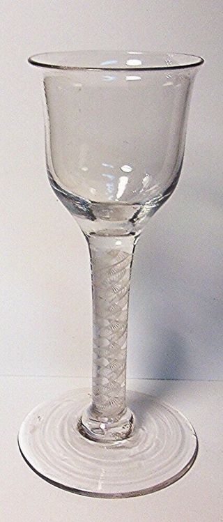 Circa 1760 6.  0 Inch Tall Twisted Stem Wine Glass Pontil Rare
