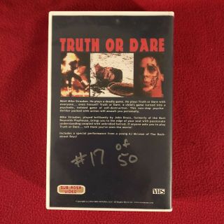 Truth or Dare VHS Sub Rosa Tim Ritter SOV slasher Cult Film MEGA RARE OOP 2