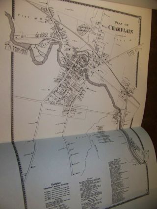 1869 CLINTON COUNTY NY ATLAS MAP FW BEERS ALTONA CLINTON CHAMPLAIN 1977 REPRINT 3