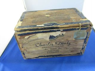 Antique Vintage Charles Denby Wood Cigar Box Diamond 5 Cents Size