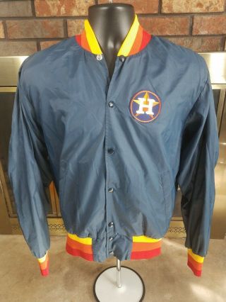 Rare Vintage Houston Astros Mlb Baseball Satin Snap Jacket Mens Size Medium