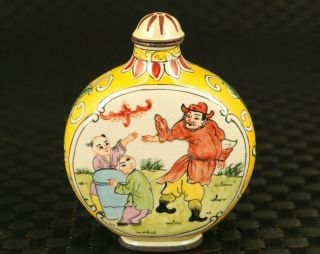 Fine Chinese Old Cloisonne Hand Painting Favorite Buddha Statue Snuff Bottle