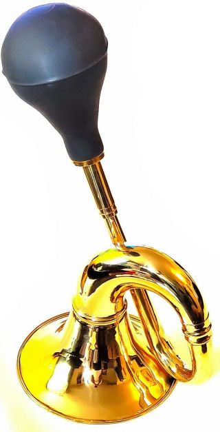 Large 14 " Vintage Antique Brass Taxi Bulb Horn Trumpet Car Clown Bulb Very Loud