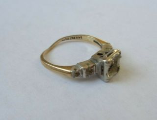 Antique Solid 14k White Yellow Gold Ring Sz 4.  5 Scrap Or Not 2.  01g