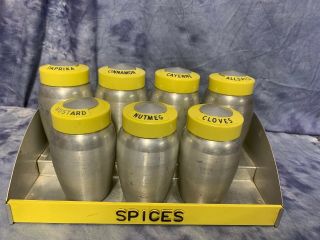 Kromex Rare Yellow Canister Spice Jar Advertising Rack Vintage