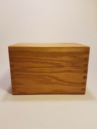 Vintage Rich Oak Wood Dovetailed Box /card,  Recipe File - Hedberg Stock No.  353
