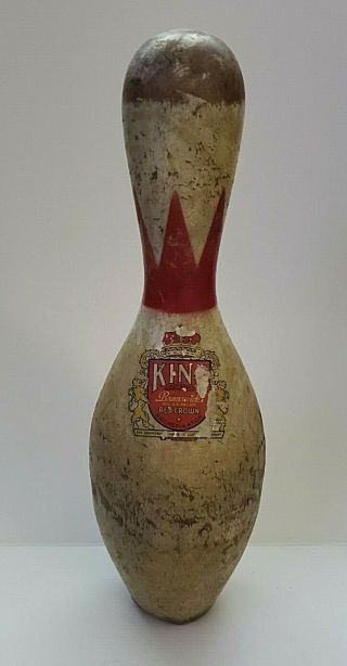 Vintage Brunswick King Red Crown Wooden Bowling Pin Regulation Rare 15 "
