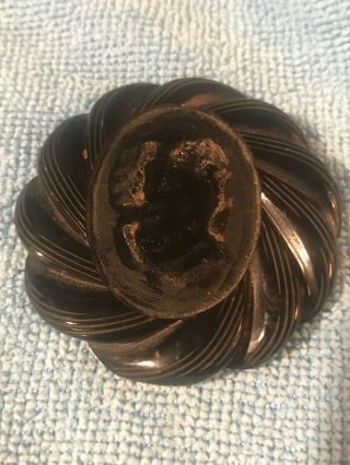 Antique Black Round Bakelite Brooch Frame For Cameo Head